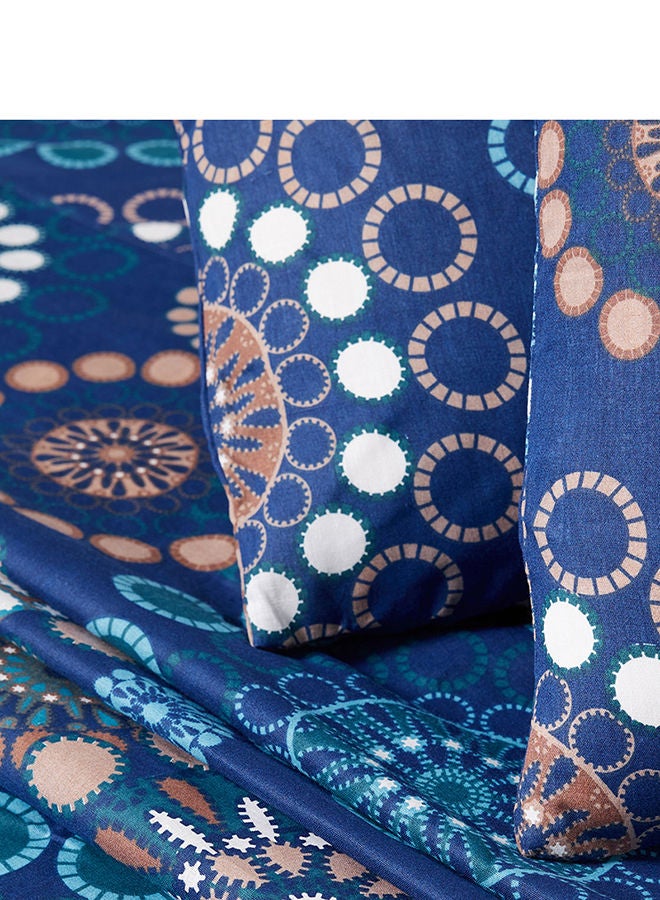 White Rose 4PCS Double Bedsheet Set Cotton Blended 128TC Premium Quality Breathable & Soft Golden 1 Double Flat Sheet 229x254 cm, 1 Double Fitted Sheet 200x200cm & 2 Pillowcases 51x76 cm Printed Design - Image 3