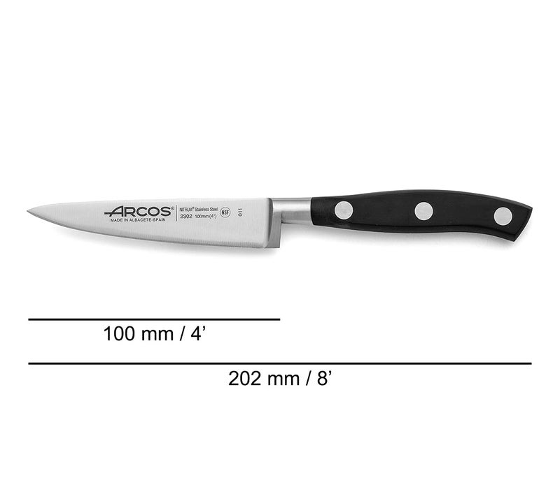Arcos Forged Knife 4 Inch Stainless Steel. Kitchen Knife for Peeling Fruits and Vegetables. Ergonomic Polyoxymethylene Handle and 100mm Blade. Series Riviera. Color Black - Image 2