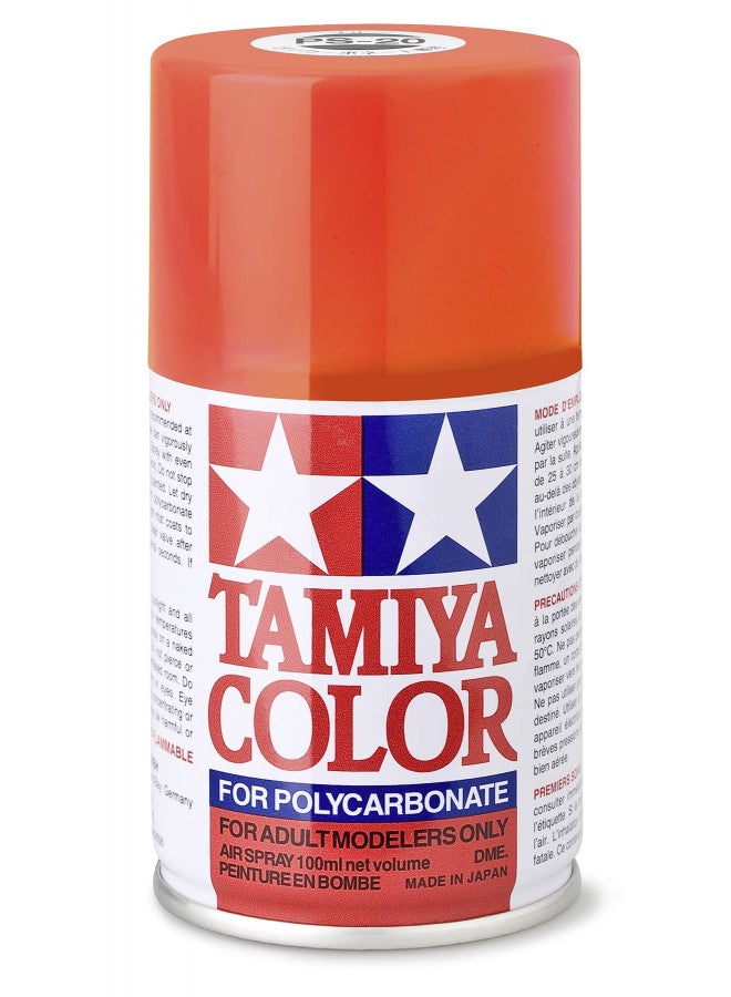 Tamiya America, Inc Polycarbonate PS-20 Fluorescent Red, Spray 100 ml, TAM86020 - Image 1