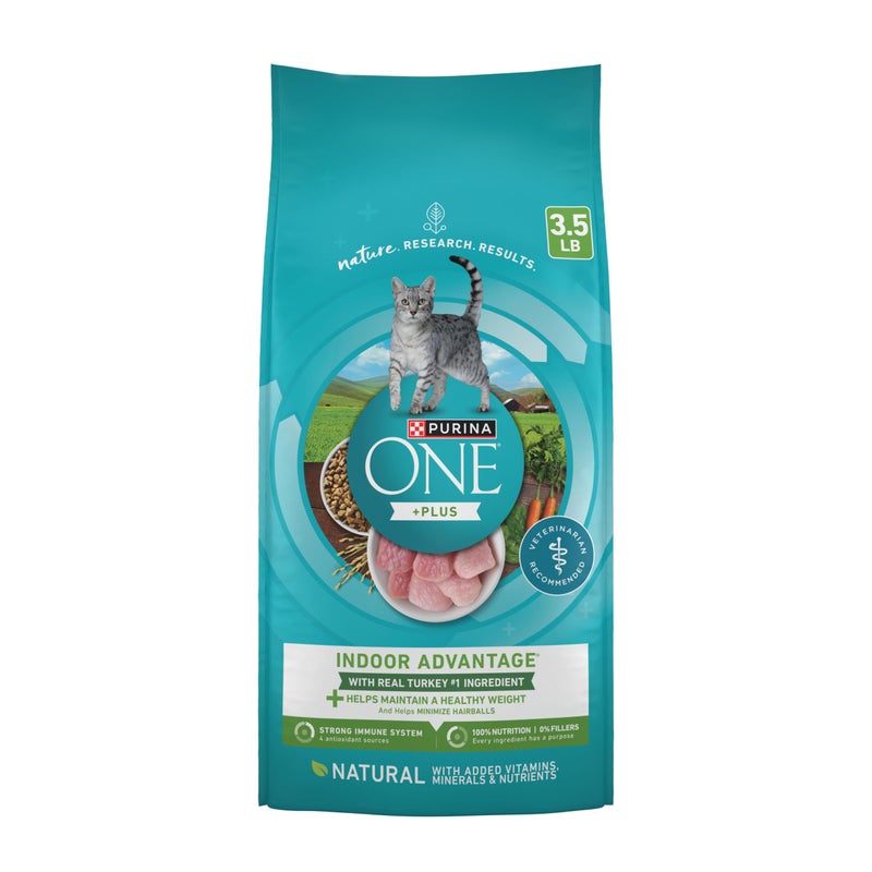 Purina ONE Natural, Low Fat, Weight Control, Indoor Dry Cat Food, +Plus Indoor Advantage - 3.5 lb. Bag - Image 1
