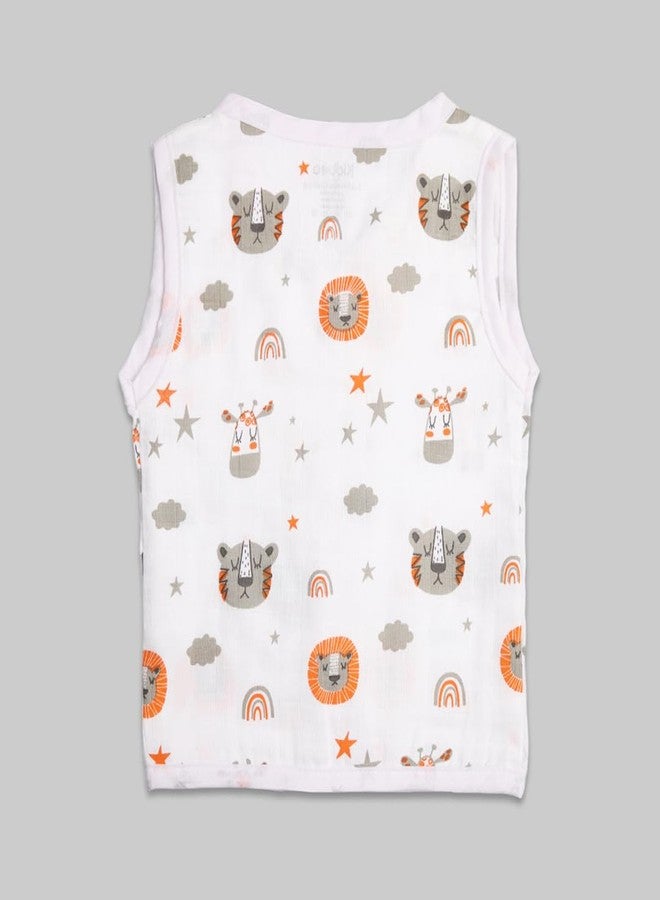 Kidbea 100% Cotton Muslin Jhabla | Summer Wear | Cloth for Baby Boys Butterfly| Tiger | Cute Chick Print | Pack of 3 (3 Months to 6 Months) - Image 2
