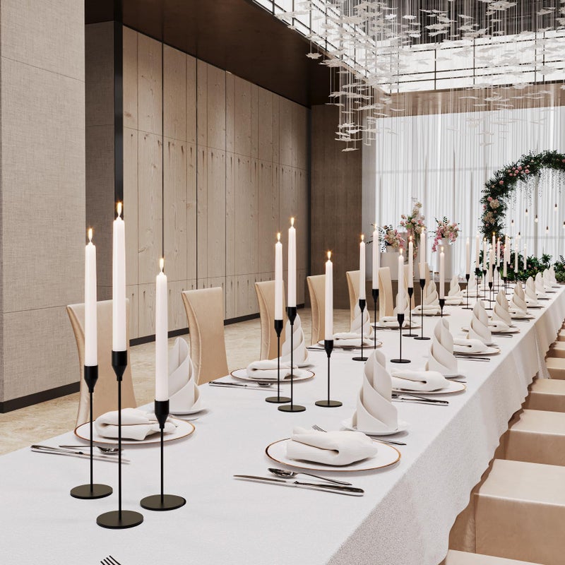 NLBTW NLBTW Black Taper Candle Holders مجموعة من 24 شموع حاملي الشمعدان السائبة المعدنية شمعة العصي ديكور لحفل الزفاف حفل عيد الميلاد أو الذكرى السنوية  - Image 2