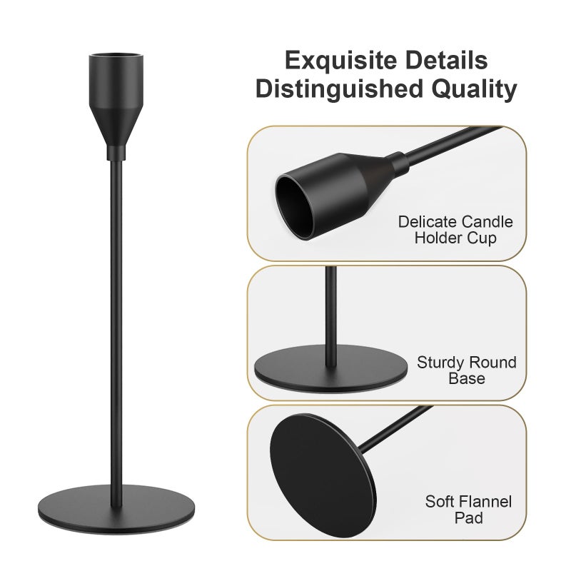 NLBTW NLBTW Black Taper Candle Holders مجموعة من 24 شموع حاملي الشمعدان السائبة المعدنية شمعة العصي ديكور لحفل الزفاف حفل عيد الميلاد أو الذكرى السنوية  - Image 5