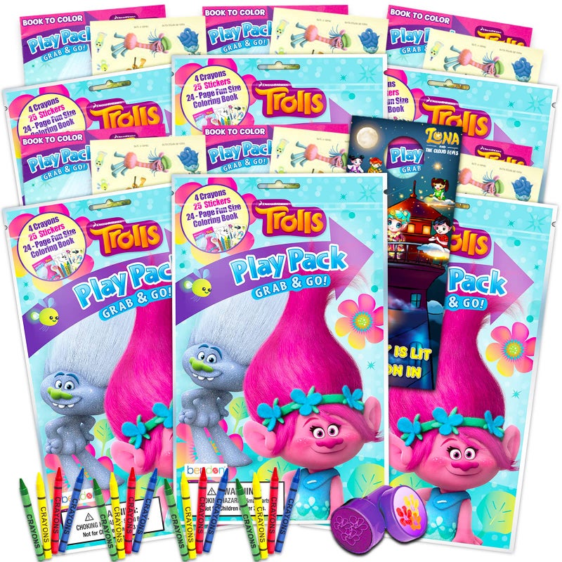 Bendon Bundle of 6 DreamWorks Trolls Grab & Go Play Packs - Image 3