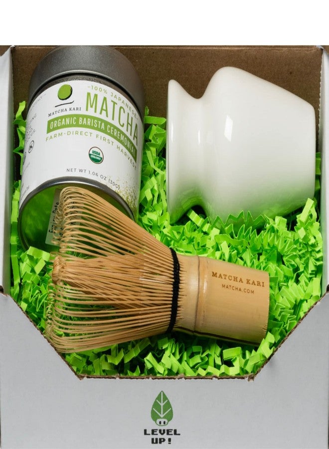 Matcha Kari Dr. Weil Matcha Kari Mini Matcha Tea Set - White - Ceremonial Organic Matcha with Whisk & Holder - Image 3