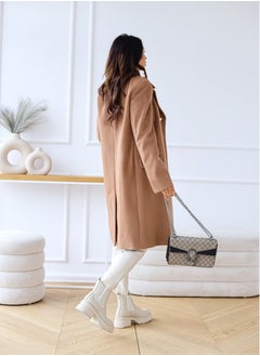 Loquat New Women's Fashion Simple Long Sleeve Lapel Button Wool Overcoat  - Image 2