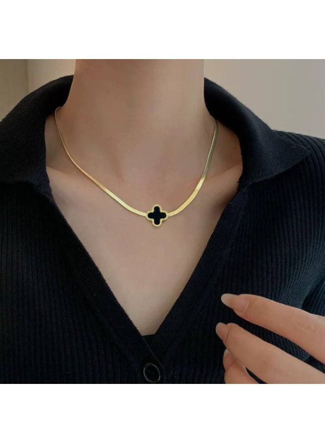 AYSLE AYSLE JN Women Stainless Steel 18K Gold-Plated Necklace with Black Cross Pendant, Elegant Jewelry for Women and Girls JN42 - Image 3