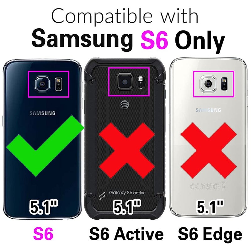 Asuwish Phone Case for Samsung Galaxy S6 Cover Hybrid Rugged Shockproof Drop Proof Full Body Protective Heavy Duty Cell Accessories Glaxay S 6 Gaxaly 6s Galaxies GS6 SM-G920V G920A Women Men Black - Image 2