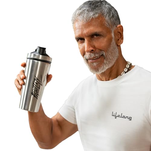 Lifelong Steel Gym Shaker Bottle | Stainless Steel Protein Shaker | 100% Leakproof Sipper Bottle | Pre Workout Shaker with Measurement Markings | Protein Shake Mixer Bottle | 750 ml - Image 1