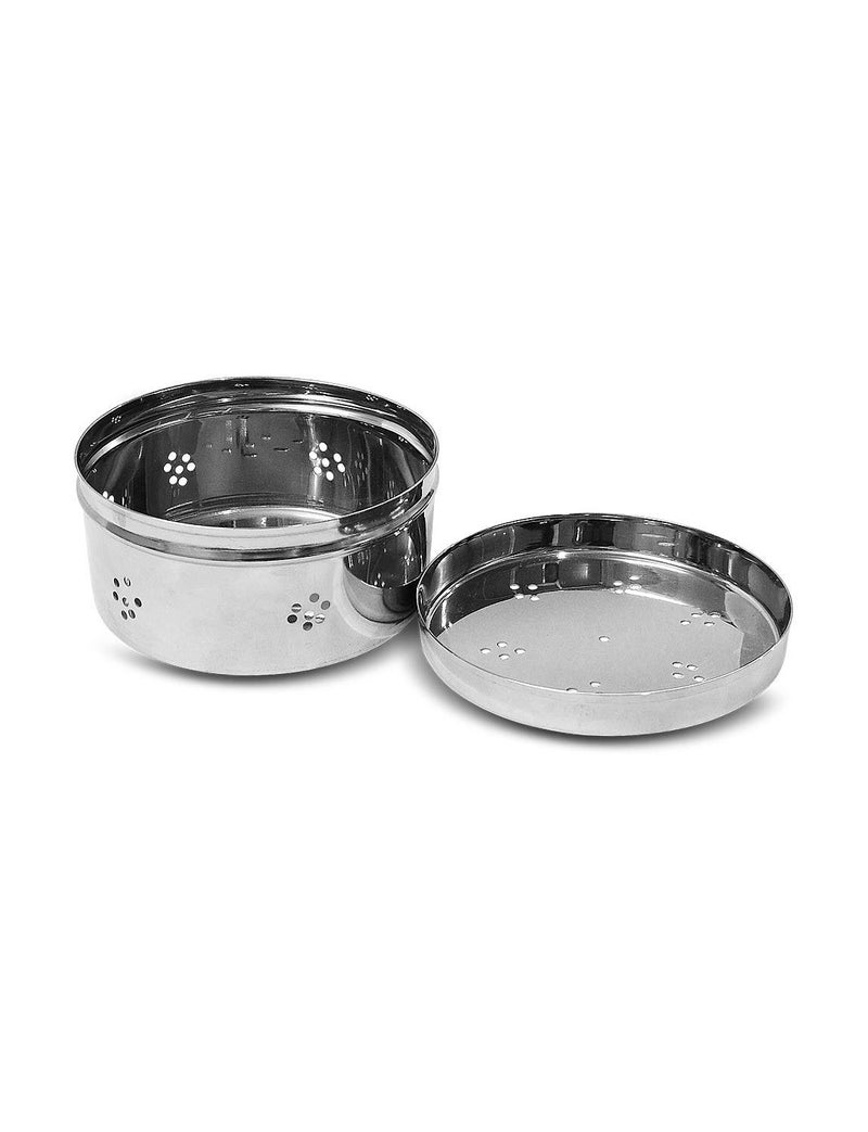SVShoperzone Stainless Steel Green Coriander Storage Box Curry Leaves Box Set Sprouts with air Ventilation Food containers Silver Dabba Flat Box Steel Dabba 650ml dhaniya dibba 650 ml - Image 4
