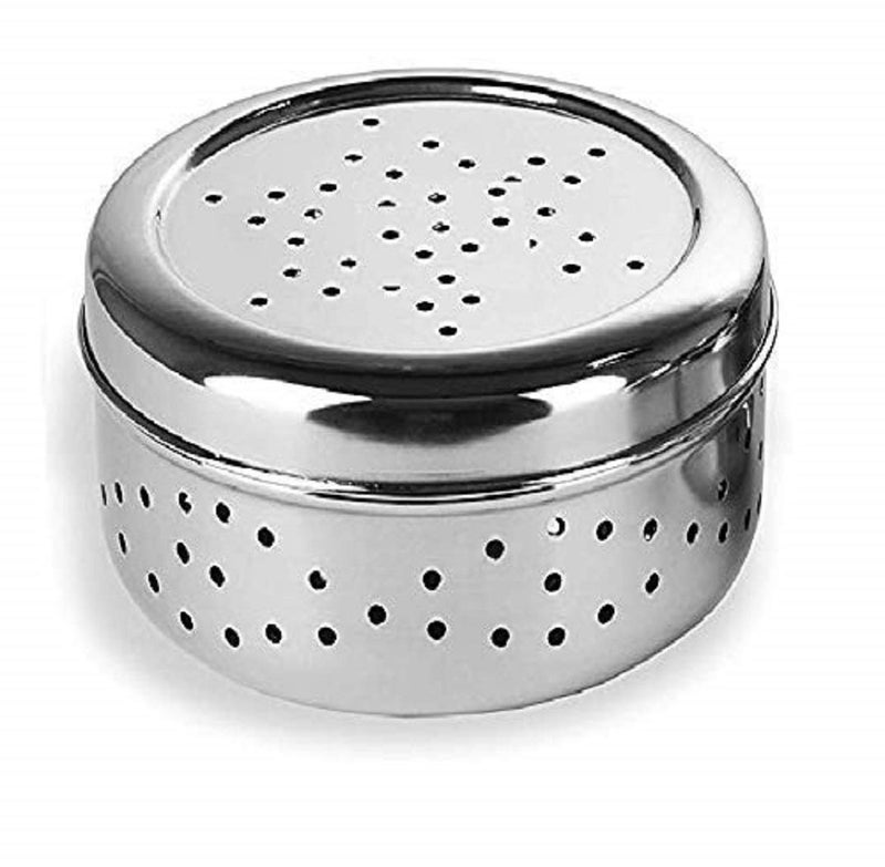 SVShoperzone Stainless Steel Green Coriander Storage Box Curry Leaves Box Set Sprouts with air Ventilation Food containers Silver Dabba Flat Box Steel Dabba 650ml dhaniya dibba 650 ml - Image 1