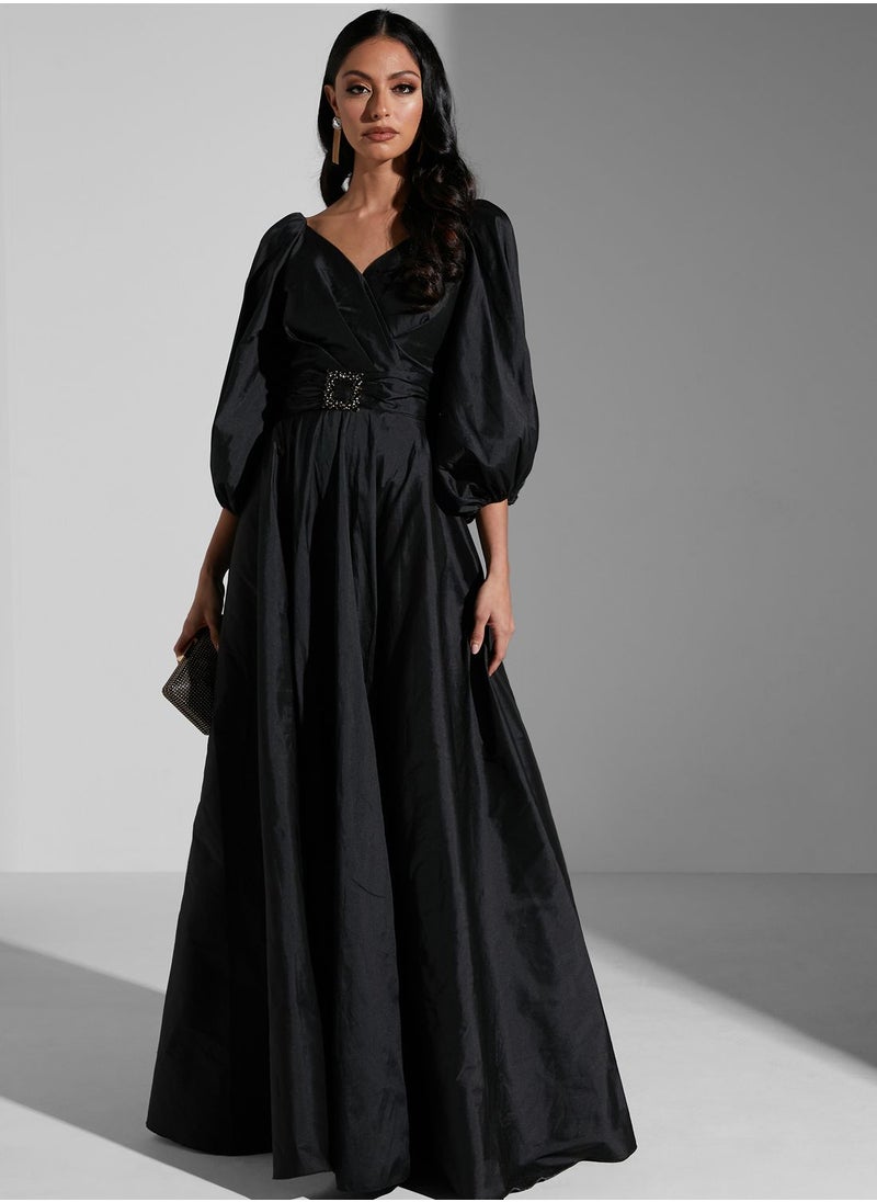 Khizana Puff Sleeve Evening Dress  - Image 5