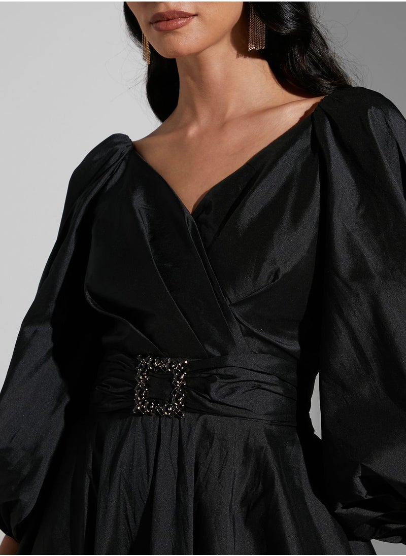 Khizana Puff Sleeve Evening Dress  - Image 3