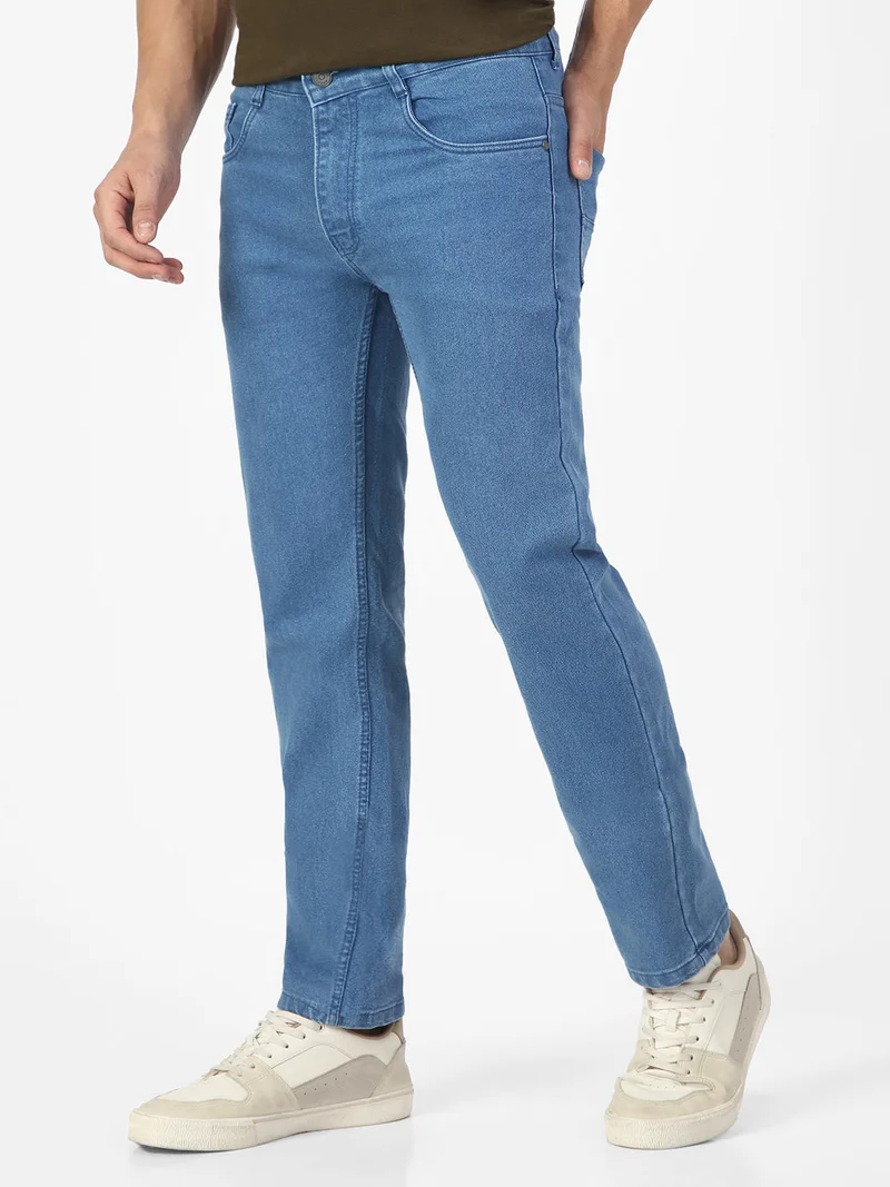 Urbano Fashion  Urbano Fashion Men's Light Blue Regular Fit Washed Jeans Stretchable for Men | Best Price UAE