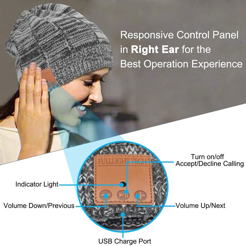 FULLLIGHT TECH Bluetooth Beanie Headphones Hat Unique Tech Gifts Stocking Stuffer - Image 5