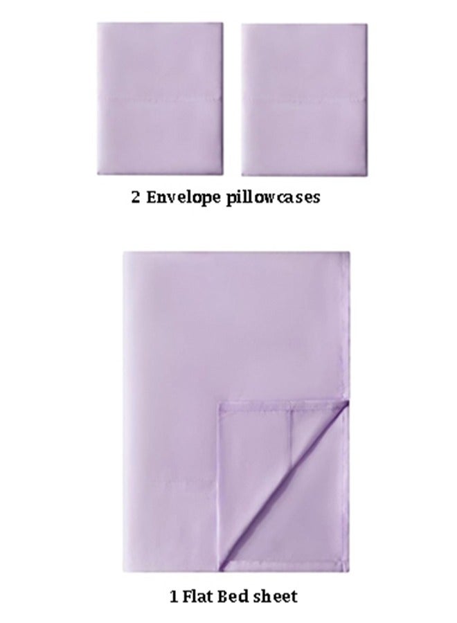 سنوز طقم ملاية عاديه  3 قطع، ملاية 220*235 سم+ 2 كيس وساده أضافي، لافندر - Image 2