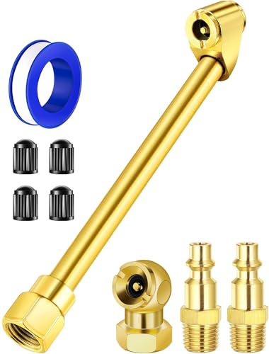 EVOULTES 2Way Connection Air Chuck Set Heavy Duty Dual Head Air Chuck with Closed Ball Tire Chuck 14 Inches NPT Male Quick Plug Tire Air Fill Kit for Tire Inflator Gauge and Air Compressor - Image 1
