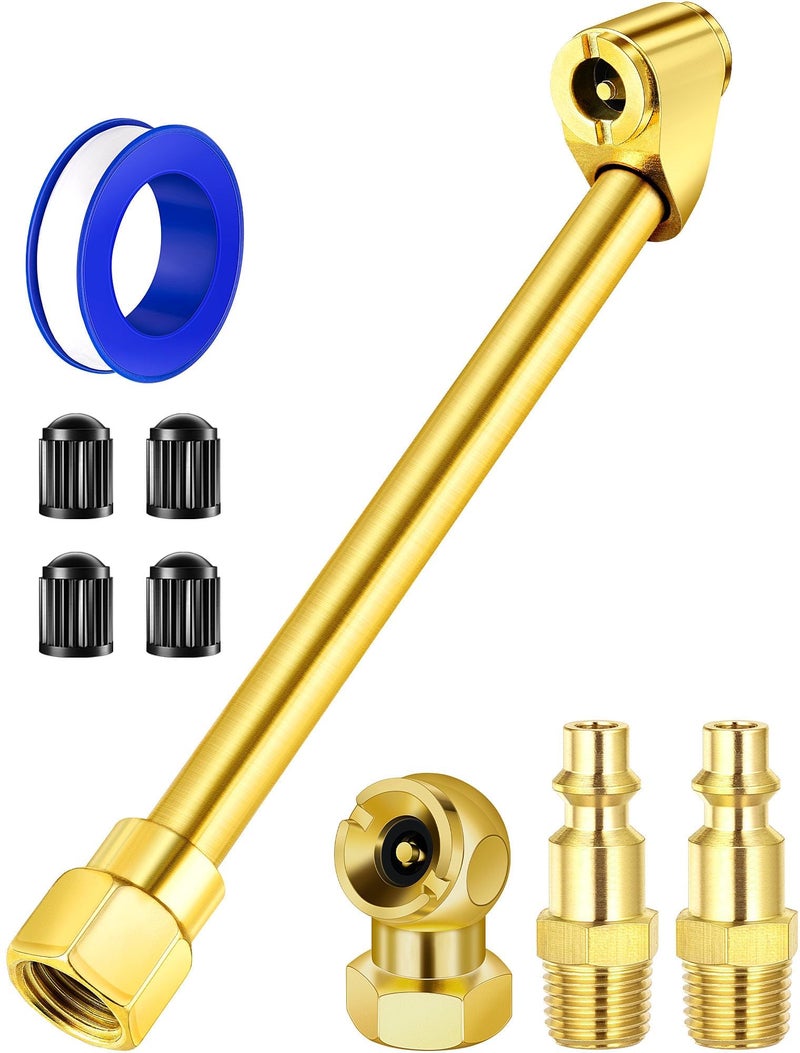 EVOULTES 2Way Connection Air Chuck Set Heavy Duty Dual Head Air Chuck with Closed Ball Tire Chuck 14 Inches NPT Male Quick Plug Tire Air Fill Kit for Tire Inflator Gauge and Air Compressor - Image 3