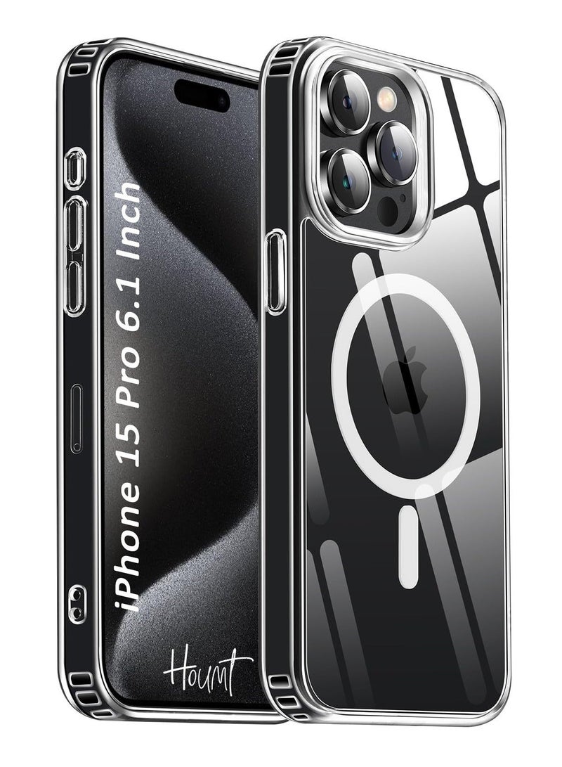 كابتن تيك حافظة iPhone 15 Pro Magsafe حافظة مغناطيسية شفافة تدعم الشحن اللاسلكي وحماية ضد الصدمات ومضادة للاصفرار، غطاء Magsafe متوافق مع iPhone 15 Pro 6.1 بوصة - Image 1