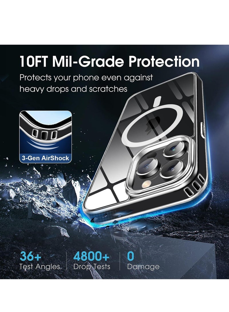 كابتن تيك حافظة iPhone 15 Pro Magsafe حافظة مغناطيسية شفافة تدعم الشحن اللاسلكي وحماية ضد الصدمات ومضادة للاصفرار، غطاء Magsafe متوافق مع iPhone 15 Pro 6.1 بوصة - Image 4