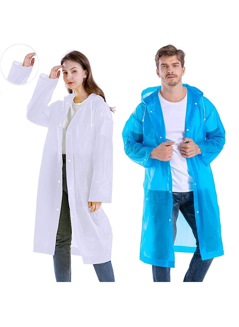 Raincoat Rain Poncho for Adults, EVA Rain Poncho for Women and Men Reusable Raincoat Jacket Packable Raincoat for Family Fishing/Travel/Emergency/no PVC with Hood and Elastic Sleeveng - Image 1