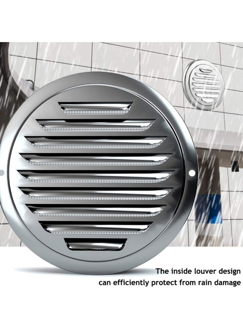 SYOSI Stainless Steel Cap for Exterior Wall Vents, Louvered Grille Cover Ventilation Hood, Kitchen Exhaust Pipe Breathable Windscreen with Fly Net suitable for House - Image 2