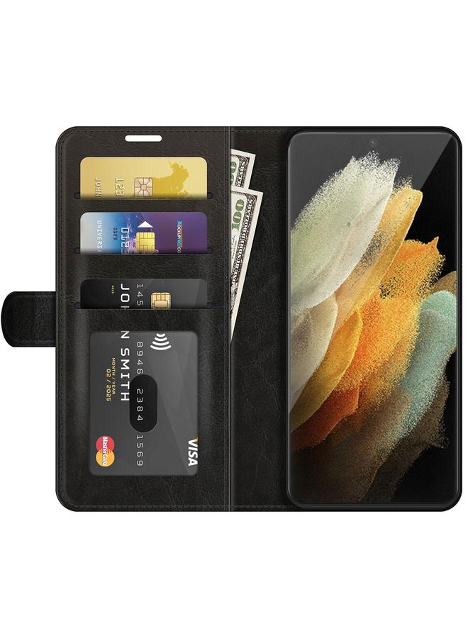 اس-توب جراب لهاتف Samsung Galaxy S22 Ultra 5G R64، جراب واقٍ أحادي الوجه أفقي مع حامل وفتحات للبطاقات ومحفظة وإطار للصور - Image 3