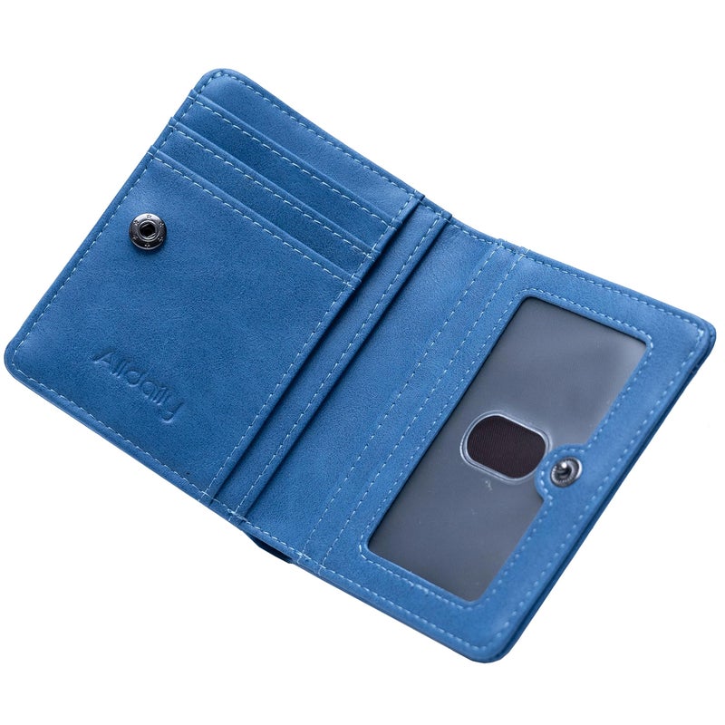 Alldaily Small RFID Wallet for Women Slim Compact Bifold Pocket Ladies Travel Mini Purse (Blue) - Image 1