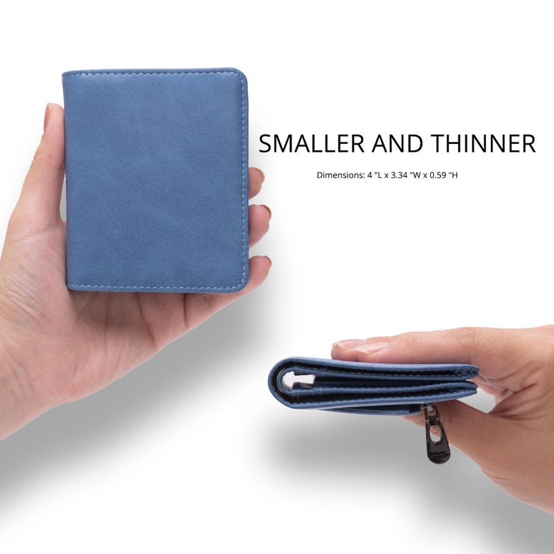 Alldaily Small RFID Wallet for Women Slim Compact Bifold Pocket Ladies Travel Mini Purse (Blue) - Image 2