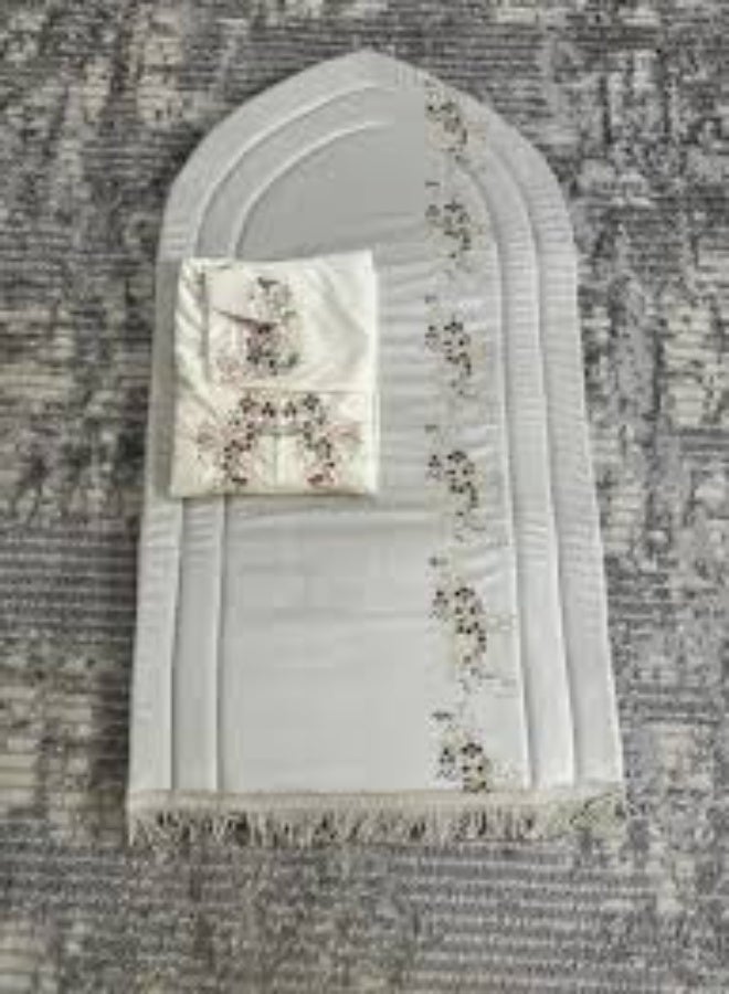 Luxurious Women's Prayer Set – Foam Prayer Mat and Embroidered Cotton Prayer Garment