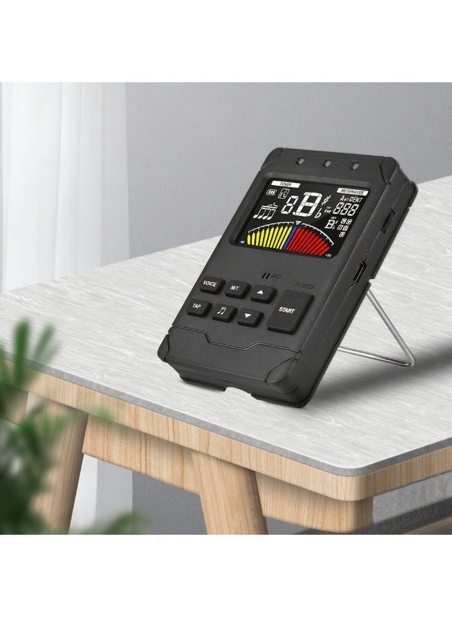 أروما موالف جيتار AMT-600 ومسرع إيقاع ومولد نغمة 3 في 1 قابل لإعادة الشحن بشاشة LCD ملونة مقاس 2.5 بوصة ومسرع إيقاع رقمي صغير ومسرع إيقاع إلكتروني مع كابل لاقط قابل للتثبيت للجيتار والباس واليوكليلي - Image 1