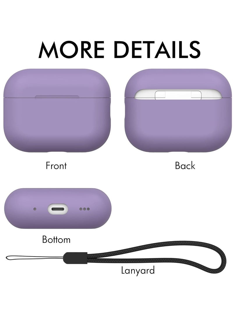 كاست ويف غطاء حافظة Airpods Pro 2 2022 غطاء حافظة من السيليكون الفاخر مع حبل محمي بالكامل مع إضاءة أمامية مرئية باللون الأرجواني الداكن - Image 5