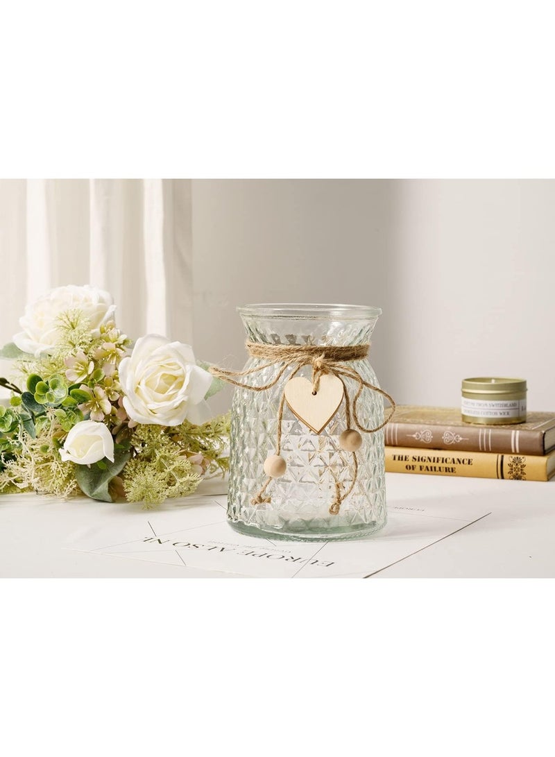 Toriseek Artificial Flowers with Vase, Silk Roses Fake Flowers in Vase, Faux Flower Plant Arrangement Suitable for Home Office Decoration, Dining Table Centerpiece - Image 4