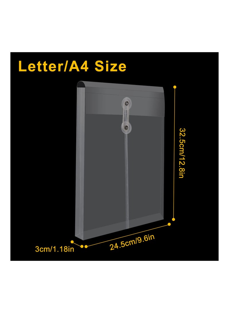 SOLARAE Clear A4 Plastic Wallets Folder - Waterproof Document Envelopes with 3cm Expansion and String Tie Closure, Ideal for Office, School, and Travel (20 Pack) - Image 4