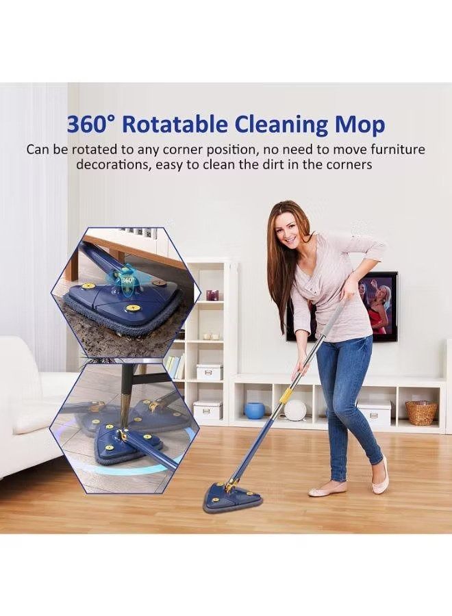 XiuWoo Adjustable Cleaning Mop Reusable Quick Dry Mop Triangle Microfiber Cleaning Stainless Steel Handle And Wet Dry Spin Mop for Floor Wall Ceiling Window - Image 2