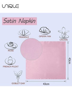 Unique 10 Pcs Satin Napkins, Square Table Napkins, 17x17" Soft Dinner Napkins Elegant Silk Napkins for Dinner Wedding Parties, Soft Smooth Fabric Washable Napkins for Parties, Weddings and Dinners-Pink  - Image 2