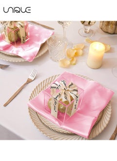 Unique 10 Pcs Satin Napkins, Square Table Napkins, 17x17" Soft Dinner Napkins Elegant Silk Napkins for Dinner Wedding Parties, Soft Smooth Fabric Washable Napkins for Parties, Weddings and Dinners-Pink  - Image 5