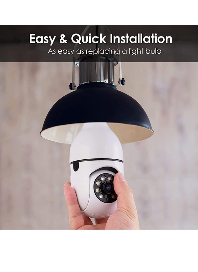 ELTRAZONE - 1080P Wireless Tovnet Wifi Pan/Tilt Light Bulb Security Camera, 360 Degrees 3.0MP Cam Home Surveillance CCTV Panoramic IP Camera, with Night Vision - Image 1