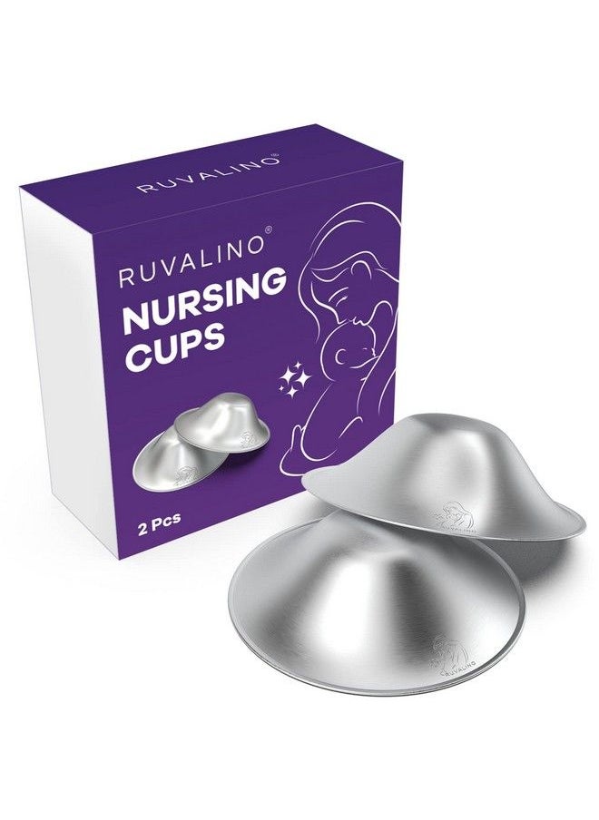 RUVALINO Original Silver Nursing Cups Ruvalino® Breastfeeding Essentials Nipple Shields For Nursing Newborn Nipple Cover For Breastfeeding Healing Cups For Sore Nipple Relief No Need Nipple Cream (Regular)  - Image 2