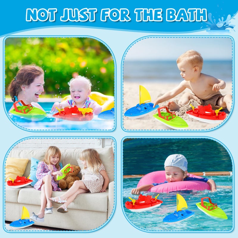 FUN LITTLE TOYS Toy Boats, 3 PCS Bath Toy Boat for Kids Explore Learn Play with Toy Boats Set Ideal for Kids Water Time - Image 5