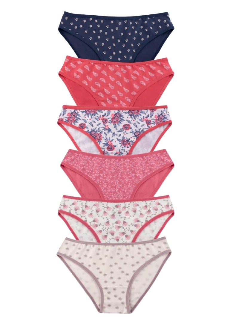 Milk Pack of 6 Printed Cotton Bikini Panties Underwear for Women  - Image 2