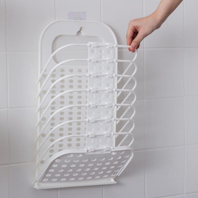APURK Foldable Plastic Hanging Laundry Basket for Bathroom Kids Dirty Clothes Storage Rack Wall Mounted Stand for Dirty Cloths Organize MulticolorPack of 1 - Image 4