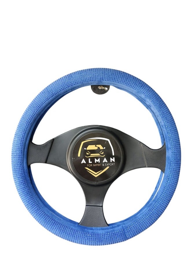 Generic Universal Women's Steering Wheel Cover with Blue Rhinestones  - Image 1