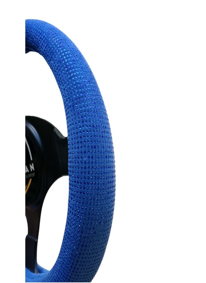 Generic Universal Women's Steering Wheel Cover with Blue Rhinestones  - Image 2