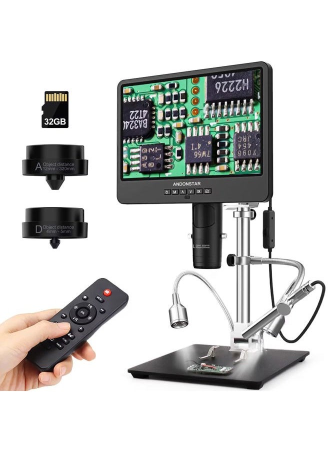 Andonstar AD249S-M 3 Lens HDMI Digital Microscope 2000x with Endoscope, 2160P UHD Video Record 10.1 Inch LCD Microscope, Soldering Electronic Microscope, Coin Biological Microscope, Windows Compatible  - Image 1