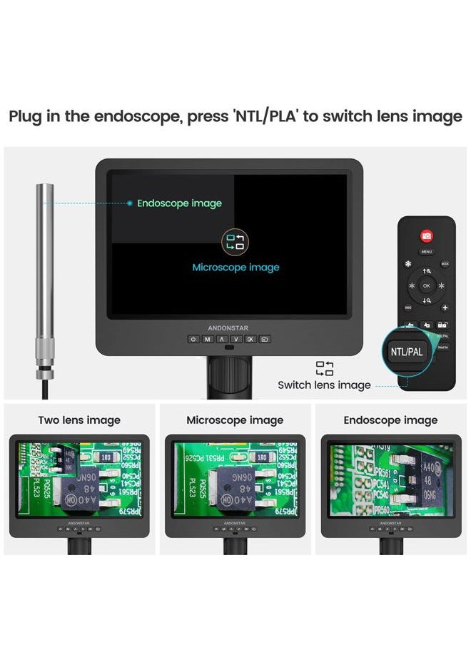 Andonstar AD249S-M 3 Lens HDMI Digital Microscope 2000x with Endoscope, 2160P UHD Video Record 10.1 Inch LCD Microscope, Soldering Electronic Microscope, Coin Biological Microscope, Windows Compatible  - Image 5