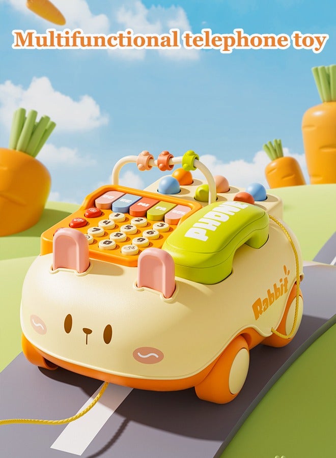 Multifunctional telephone toy Early childhood telephone car toy Children's music telephone toy Early childhood music story machine Children's pull-cart toy Educational enlightenment  - Image 1