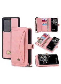 Case Cover For Samsung Galaxy S20 Ultra Multi-functional Zipper Wallet Leather Phone Case Pink