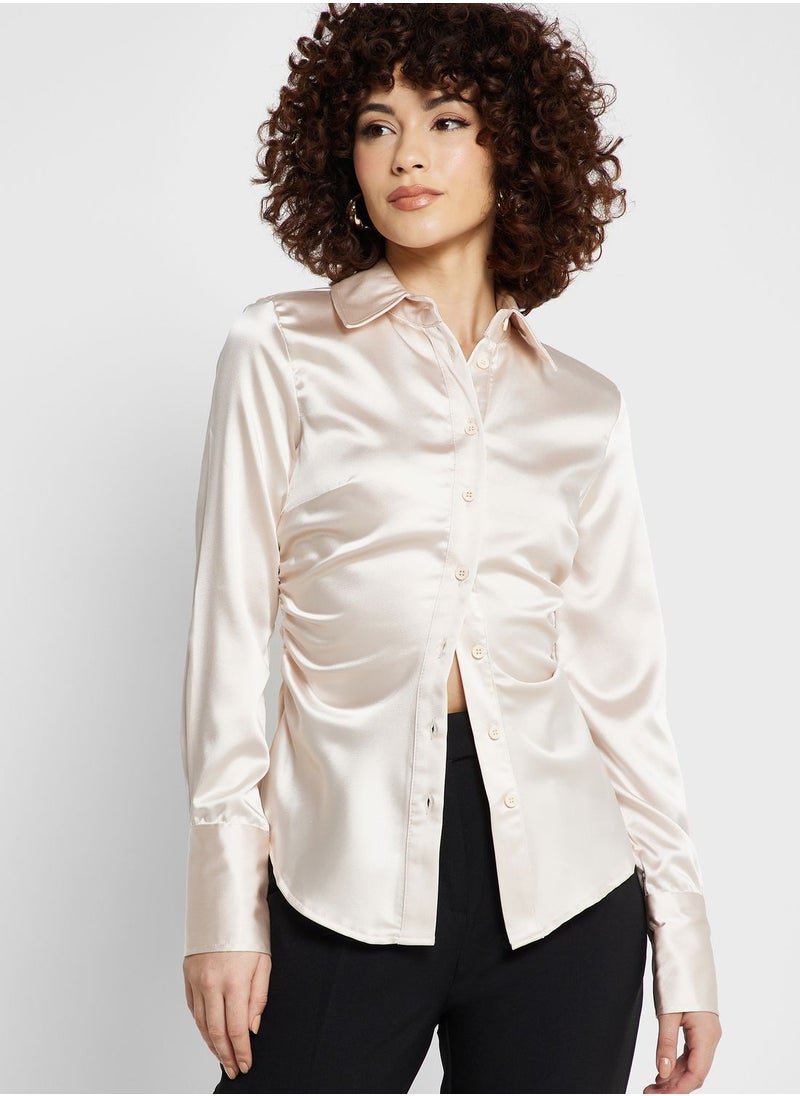 TOPSHOP - Ruched Side Shirt - Image 1