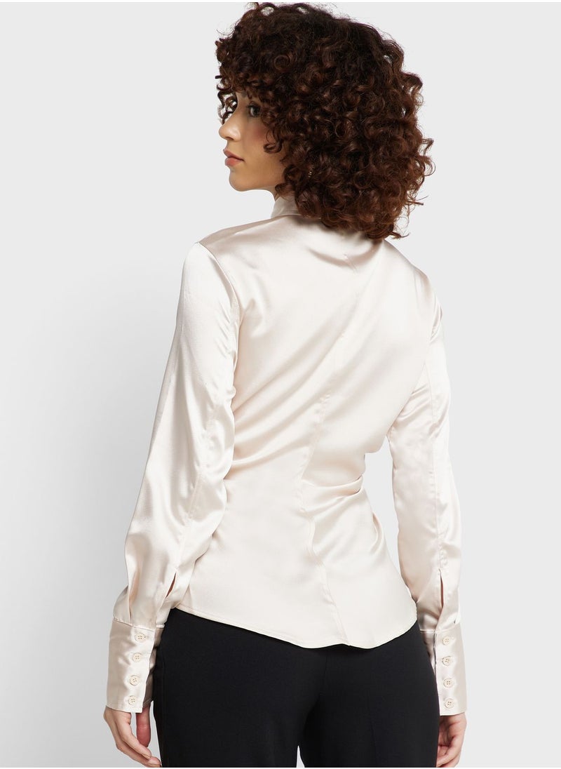 TOPSHOP - Ruched Side Shirt - Image 1